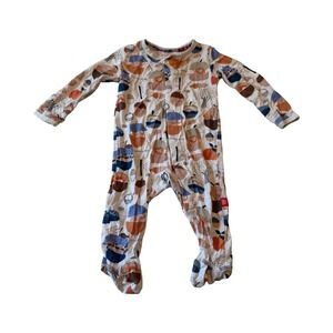 Magnetic Me Baby Footie Romper Acorn Apple Print Magnetic Closure 0-3 Months